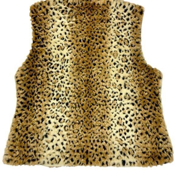 FUDA Studios Reversible Vest Womens M Cheetah Print Faux Fur Zip Stand Up Jacket - Picture 6 of 12